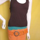 Unique 2 tone emo 80s NEON BRIGHTS BODYCON mini belted dress s-m FREE SHIPPING