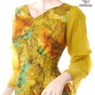 M vintage 70s modern art print sheer tier slv top free shipping