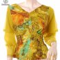 M vintage 70s modern art print sheer tier slv top free shipping
