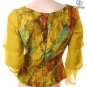 M vintage 70s modern art print sheer tier slv top free shipping