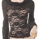 2010 RUNWAY FASHION SHEER TREND VINTAGE STYLE CLOTHES GOTHIC VICTORIAN RUCHED LACE TOP FREE shipping