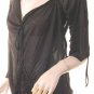 UNIQUE UNUSUAL SHEER LAYER FUTURISTIC DRAPED SLINKY TOP