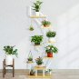 6 Tier 9 Potted Steel-Wood Plant Stand with Hanger, Curved Flower Pot Holder Shelf