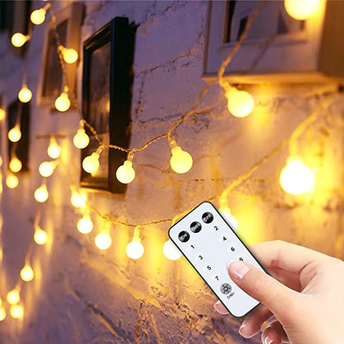 Globe String Lights 49ft 100 Led with Remote Timer,Indoor String Lights