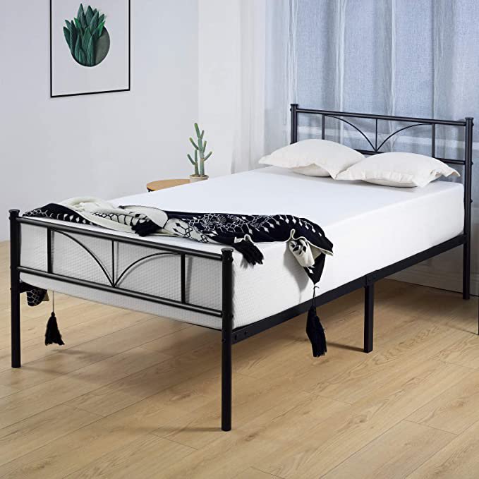Twin Bed Frame with Headboard, 14 Inch Single Metal Platform Bed Frame Twin, No Box Spring Needed