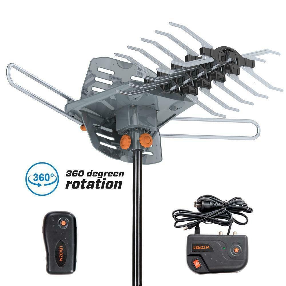 Leadzm 990Mile Outdoor TV Antenna Amplified Motorized HDTV 1080P 4K 360°Rotation