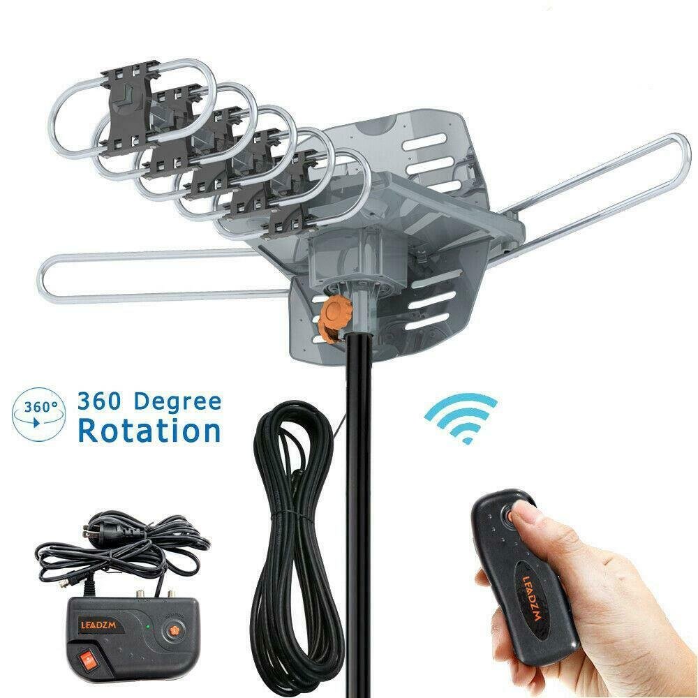 250mile 4K 1080P Outdoor Amplified HDTV TV Antenna Digital UHF VHF 360°Rotation