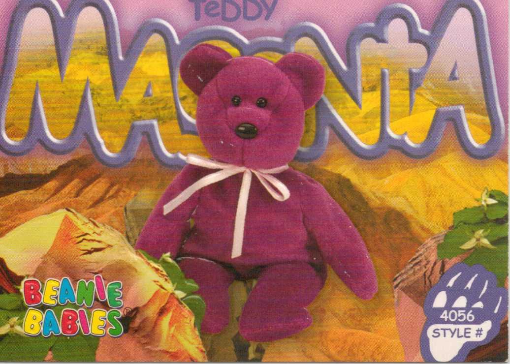 TY Beanie Baby Card # 245 Teddy Magenta New Face-Style # 4056-2nd Ed ...