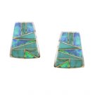 Sterling Silver Verasite and Lab Opal Earrings