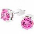 Sterling Silver Pink CZ Stud Earrings