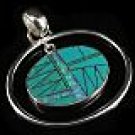 Sterling Silver Turquoise and Lab Created Opal Pendant