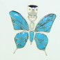 Sterling Silver Turquoise and Created Opal Butterfly Pendant