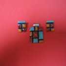 Sterling Silver Enamel Inlaid Pendant and Earrings
