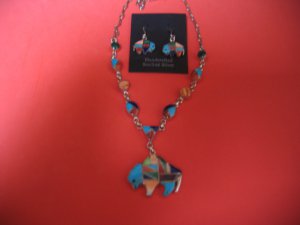 Sterling Silver Multi Stone Necklace and Earring Set
