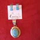 Sterling Silver Turquoise Pendant and Earring Set
