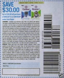 Lot of 15 $30 Bayer Contour/ Breeze2 meter coupons