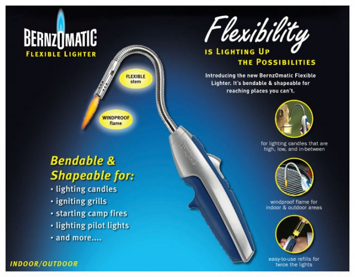 Bernzomatic Flexible Utility Grill Lighter +Free Refill