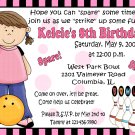 12 Girl BOWLING Invitations Personalized Birthday Party Custom