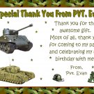 12 ARMY BIRTHDAY THANK YOU CARDS Personalized Party Custom CAMO TANKS