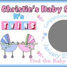 20 BABY SHOWER TWINS SCRATCH OFFS TICKETS Personalized Party FAVOR GAME Custom BABIES
