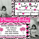 12 ZEBRA PRINT PINK PHOTO TWINS Invitations Personalized Birthday Party Custom