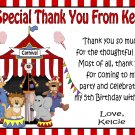 12 CIRCUS CARNIVAL CLOWNS BIG TOP BIRTHDAY THANK YOU CARDS Personalized Party Custom