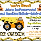 12 CONSTRUCTION TRUCKS Invitations Personalized Party Custom Birthday