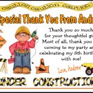 12 CONSTRUCTION TRUCKS BIRTHDAY THANK YOU CARDS Personalized Party Custom