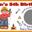 20 CONSTRUCTION TRUCKS BIRTHDAY SCRATCH OFFS TICKETS Personalized Party FAVOR GAME Custom