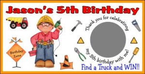20 CONSTRUCTION TRUCKS BIRTHDAY SCRATCH OFFS TICKETS Personalized Party FAVOR GAME Custom