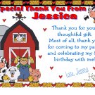 12 FARM BARN ANIMALS BIRTHDAY THANK YOU CARDS Personalized Party Custom PETTING ZOO