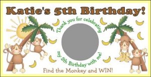20 MONKEYS SCRATCH OFFS TICKETS Personalized Party FAVOR GAME Custom
