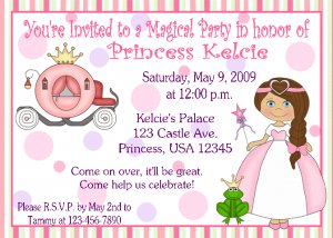 12 PRINCESS CASTLE Invitations Personalized Party Custom Birthday