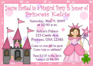 12 PRINCESS CASTLE Invitations Personalized Party Custom Birthday