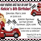 12 GIRL RACING RACE CAR Invitations Personalized Party Custom Birthday
