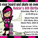 12 GIRL SKATEBOARDING SKATING Invitations Personalized Party Custom Birthday