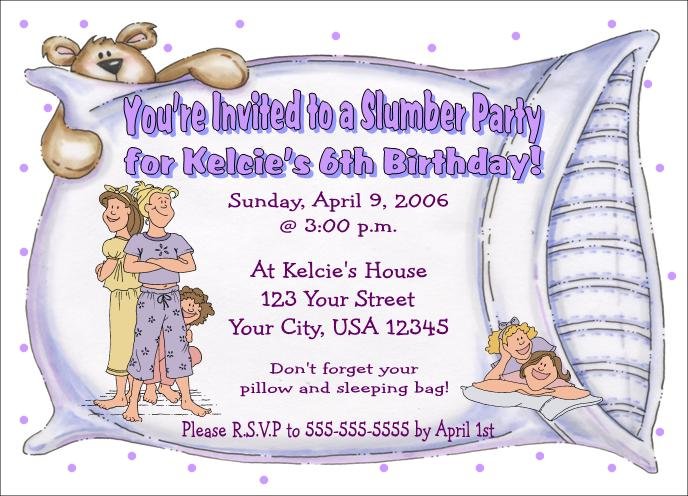 12 Slumber Party Sleepover Invitations Personalized Party