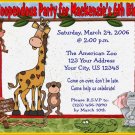 12 ZOO ANIMALS WILD Invitations Personalized Party Custom Birthday