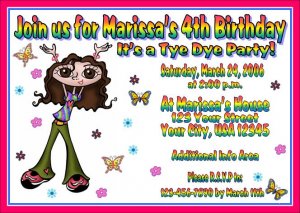 12 tie dye groovy tye dye invitations personalized party custom birthday