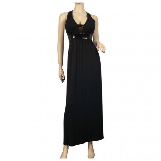 Trendy Black Glitter Plus size Maxi Cruise Dress 3X