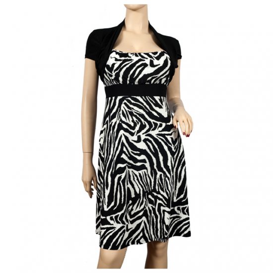 Black Animal Print Faux Shrug Plus Size Dress 1X