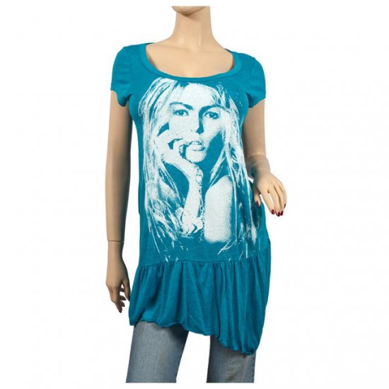 Green Designer Print Asymmetric Plus Size Tunic Top 2X