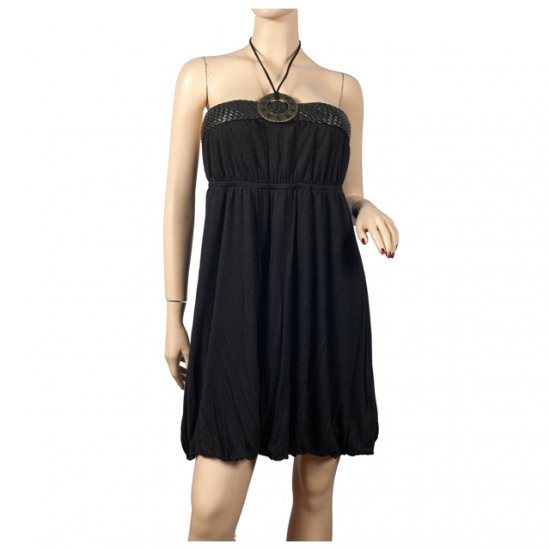 Sexy Black o-ring accent Plus size mini dress 1X