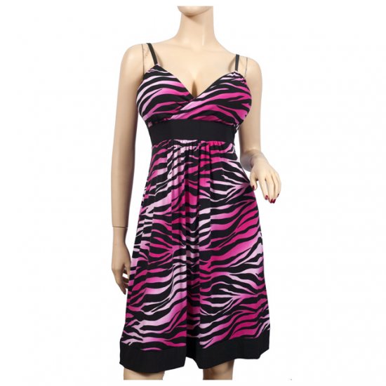 Sexy Pink Animal Print Empire Waist Plus Size Dress 2X