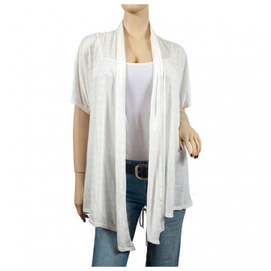 White Rhinestone Open Front Long Plus Size Shawl 2X