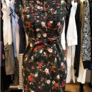 Black Floral FLutter Bib Tie Dress