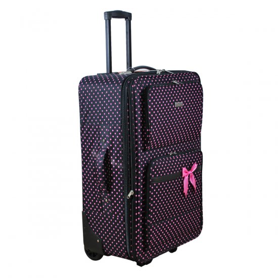 CS6660 PINK CHARLIE SPORT 3 PC PINK POLKA DOTS LUGGAGE SET DUFFEL BAG