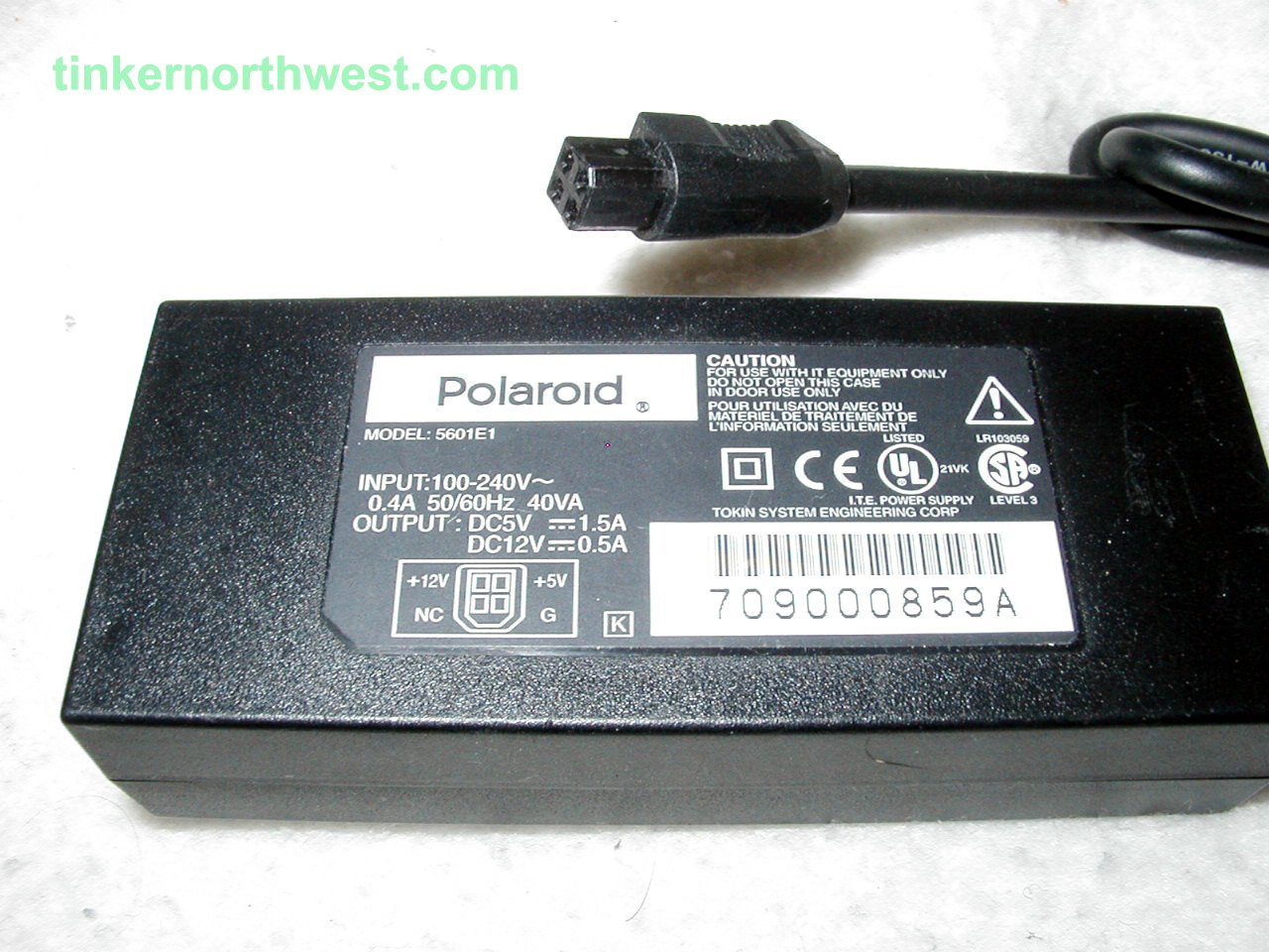 Polaroid 5601E1 AC Power Adapter 12VDC 0.5A, 5VDC 1.5A Supply