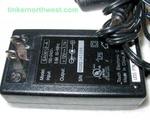 SA-0612A AC Power Adapter 12VDC 1.7A Touch Electronic