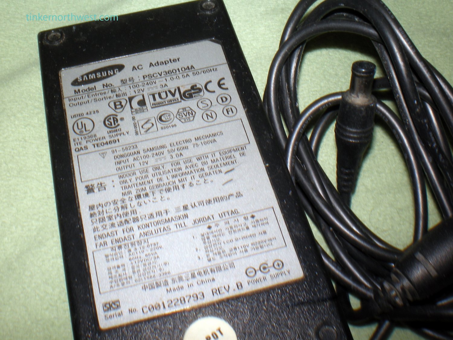 Samsung PSCV360104A 12V LCD Monitor AC Power Adapter Supply for AD-3612S SAD03612A-UV